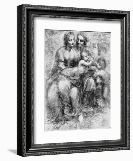 Cartoon of St Anne with Madonna and Child and St John, 15th Century-Leonardo da Vinci-Framed Giclee Print