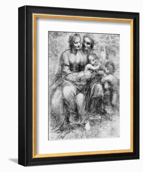 Cartoon of St Anne with Madonna and Child and St John, 15th Century-Leonardo da Vinci-Framed Giclee Print