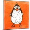 Cartoon Penguin. Cute Hand Drawn, Vintage Paper Texture-Ozerina Anna-Mounted Art Print