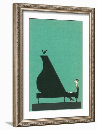 Cartoon pianist-null-Framed Art Print