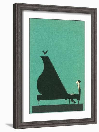 Cartoon pianist-null-Framed Art Print