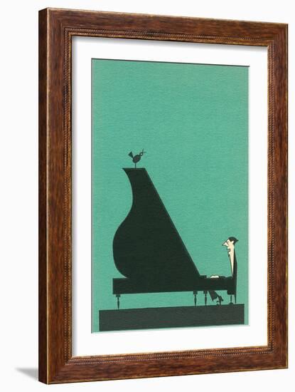 Cartoon pianist-null-Framed Art Print