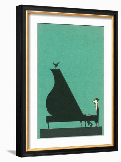 Cartoon pianist-null-Framed Art Print