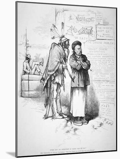 Cartoon Published in 'Harper's Weekly', on the White American Fear That the Chinese Will Crowd…-Thomas Nast-Mounted Giclee Print