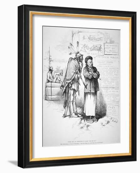 Cartoon Published in 'Harper's Weekly', on the White American Fear That the Chinese Will Crowd…-Thomas Nast-Framed Giclee Print