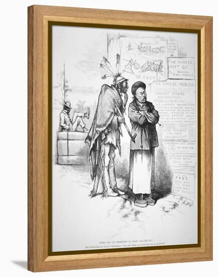 Cartoon Published in 'Harper's Weekly', on the White American Fear That the Chinese Will Crowd…-Thomas Nast-Framed Premier Image Canvas