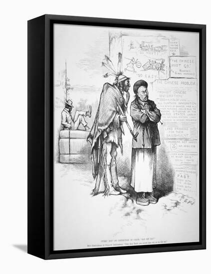 Cartoon Published in 'Harper's Weekly', on the White American Fear That the Chinese Will Crowd…-Thomas Nast-Framed Premier Image Canvas