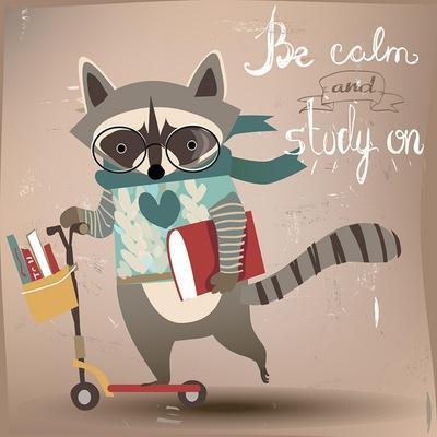Cartoon Raccoon on Scooter' Art Print - Elena Barenbaum | Art.com