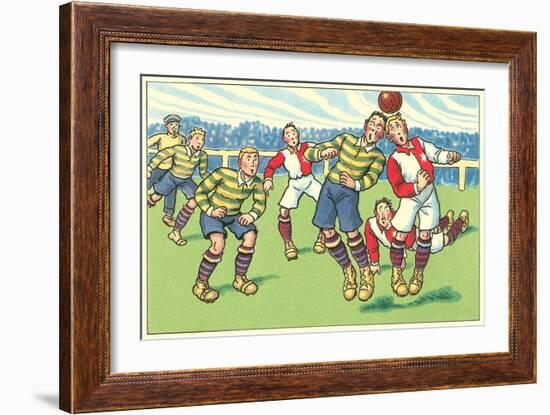 Cartoon Soccer Game-null-Framed Art Print