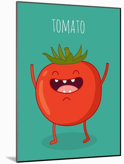 Cartoon Tomato with Eyes and Smiling. Funny Tomato.-Serbinka-Mounted Art Print