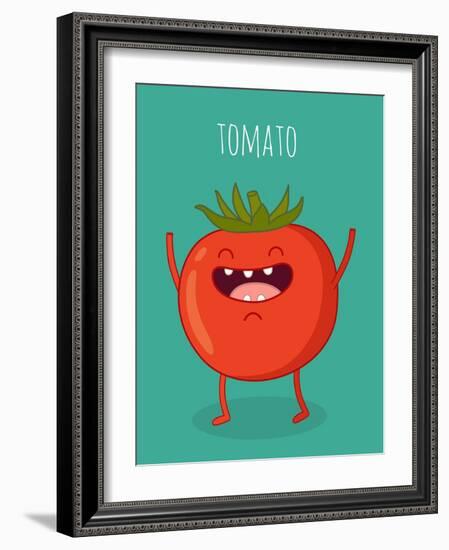 Cartoon Tomato with Eyes and Smiling. Funny Tomato.-Serbinka-Framed Art Print