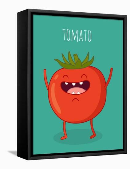 Cartoon Tomato with Eyes and Smiling. Funny Tomato.-Serbinka-Framed Stretched Canvas