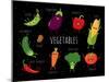 Cartoon Vegetables Illustration on Black. Vector Cartoon. Friends Forever. ?Omic Characters.-Serbinka-Mounted Art Print