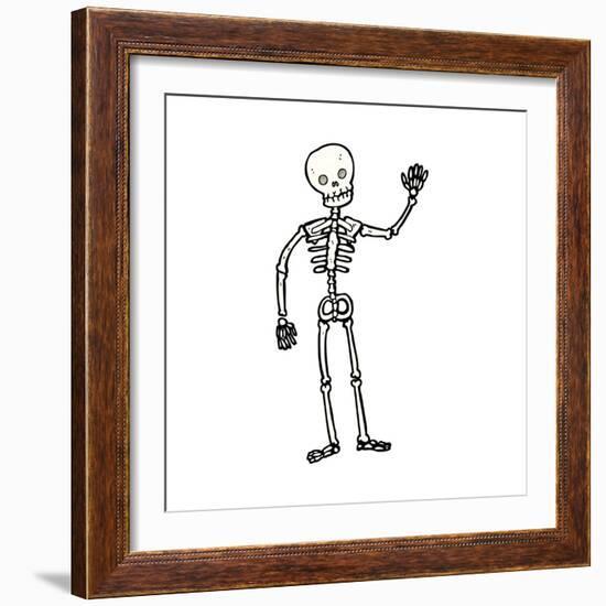 Cartoon Waving Skeleton-lineartestpilot-Framed Art Print