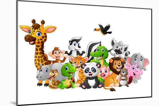 Cartoon Wild Animals Background-Dualororua-Mounted Art Print