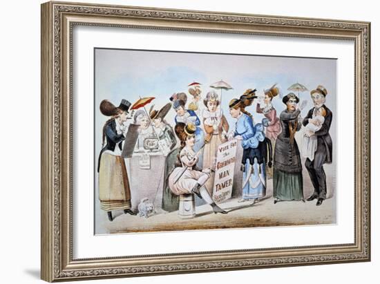 Cartoon: Women's Rights-Currier & Ives-Framed Giclee Print