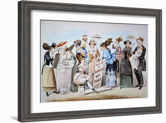 Cartoon: Women's Rights-Currier & Ives-Framed Giclee Print