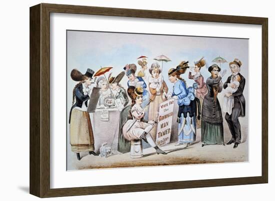 Cartoon: Women's Rights-Currier & Ives-Framed Giclee Print