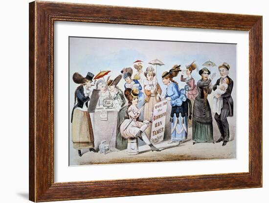 Cartoon: Women's Rights-Currier & Ives-Framed Giclee Print