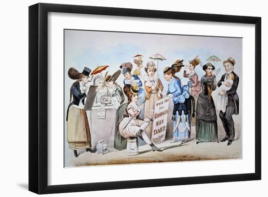 Cartoon: Women's Rights-Currier & Ives-Framed Giclee Print