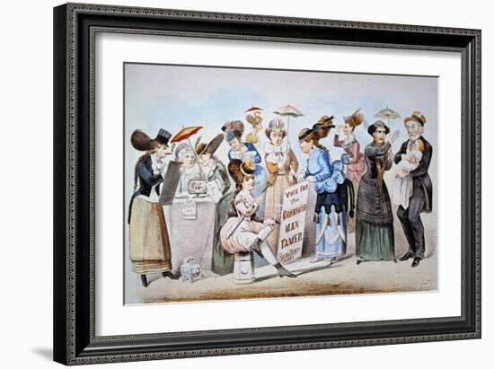 Cartoon: Women's Rights-Currier & Ives-Framed Giclee Print