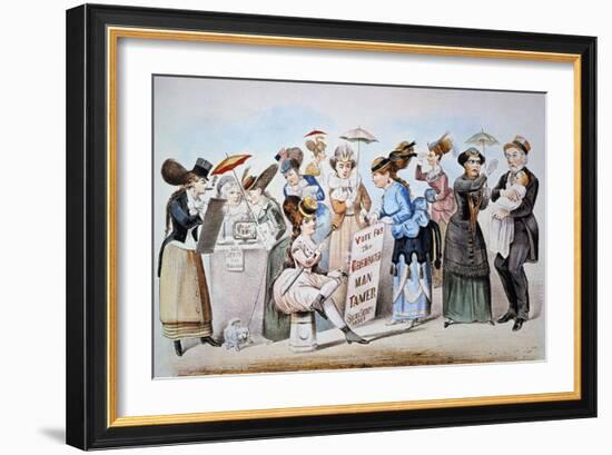 Cartoon: Women's Rights-Currier & Ives-Framed Giclee Print