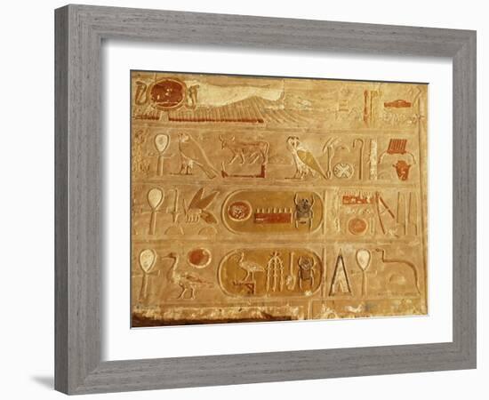 Cartouches of Thutmose III, 1479-25 18th Dynasty New Kingdom Egyptian Pharaoh, and Hieroglyph-null-Framed Photographic Print