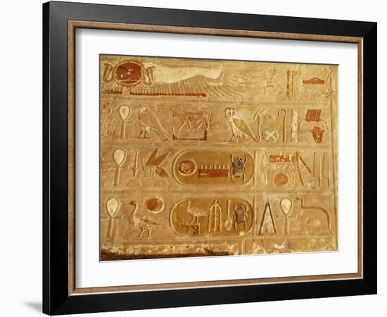 Cartouches of Thutmose III, 1479-25 18th Dynasty New Kingdom Egyptian Pharaoh, and Hieroglyph-null-Framed Photographic Print