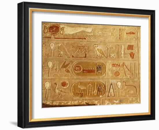 Cartouches of Thutmose III, 1479-25 18th Dynasty New Kingdom Egyptian Pharaoh, and Hieroglyph-null-Framed Photographic Print