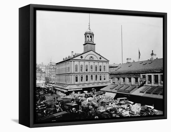 Carts and Wagons in Front of Faneuil Hall-null-Framed Premier Image Canvas