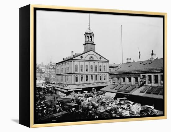 Carts and Wagons in Front of Faneuil Hall-null-Framed Premier Image Canvas