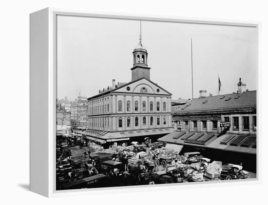 Carts and Wagons in Front of Faneuil Hall-null-Framed Premier Image Canvas