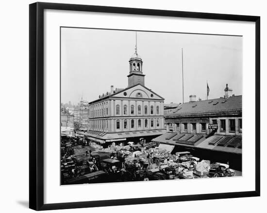 Carts and Wagons in Front of Faneuil Hall-null-Framed Photographic Print