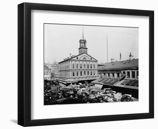 Carts and Wagons in Front of Faneuil Hall-null-Framed Photographic Print