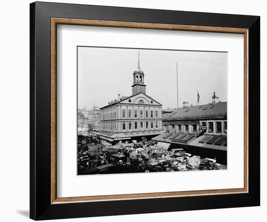 Carts and Wagons in Front of Faneuil Hall-null-Framed Photographic Print