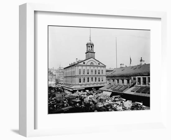 Carts and Wagons in Front of Faneuil Hall-null-Framed Photographic Print