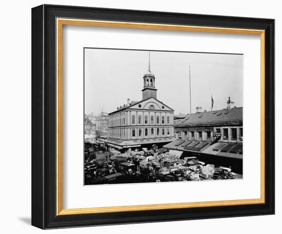 Carts and Wagons in Front of Faneuil Hall-null-Framed Photographic Print