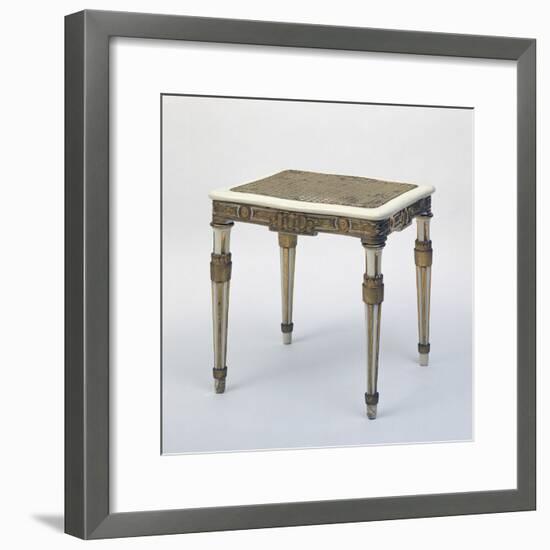 Carved and Gilded Stool, Wicker Seat, Austria-null-Framed Giclee Print