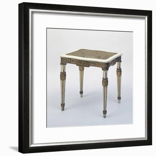 Carved and Gilded Stool, Wicker Seat, Austria-null-Framed Giclee Print