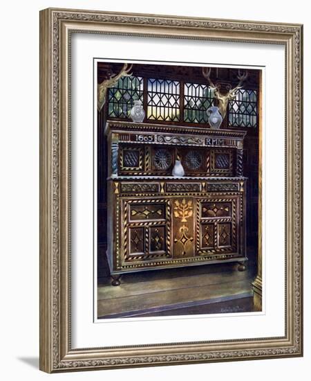 Carved and Inlaid Oak Court Cupboard, 1910-Edwin Foley-Framed Giclee Print