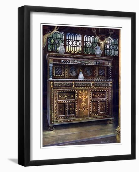 Carved and Inlaid Oak Court Cupboard, 1910-Edwin Foley-Framed Giclee Print