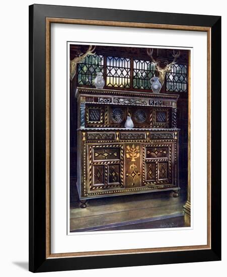 Carved and Inlaid Oak Court Cupboard, 1910-Edwin Foley-Framed Giclee Print