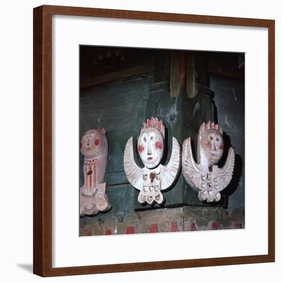 Carved and painted wooden angels from a church in Finland, 18th century. Artist: Unknown-Unknown-Framed Giclee Print