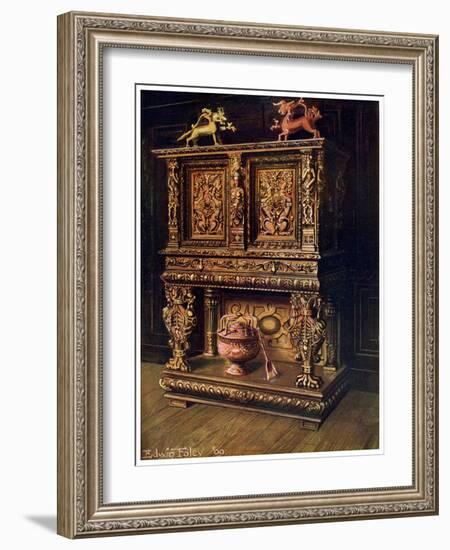 Carved Bourgouignon Credence, 1910-Edwin Foley-Framed Giclee Print