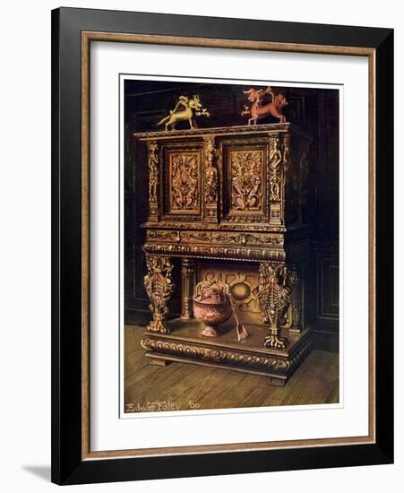 Carved Bourgouignon Credence, 1910-Edwin Foley-Framed Giclee Print
