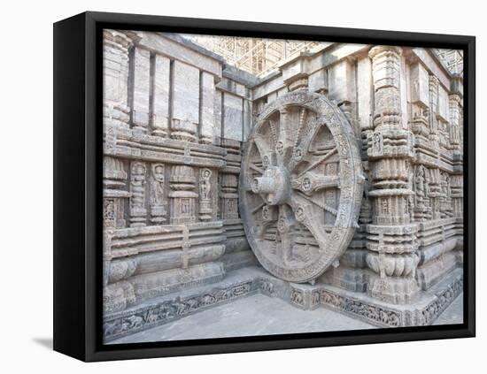 Carved Chariot Wheel on Wall of Konarak Sun Temple, UNESCO World Heritage Site, Konarak, India-Annie Owen-Framed Premier Image Canvas