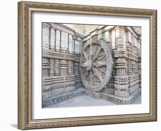 Carved Chariot Wheel on Wall of Konarak Sun Temple, UNESCO World Heritage Site, Konarak, India-Annie Owen-Framed Photographic Print