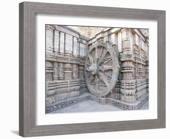 Carved Chariot Wheel on Wall of Konarak Sun Temple, UNESCO World Heritage Site, Konarak, India-Annie Owen-Framed Photographic Print