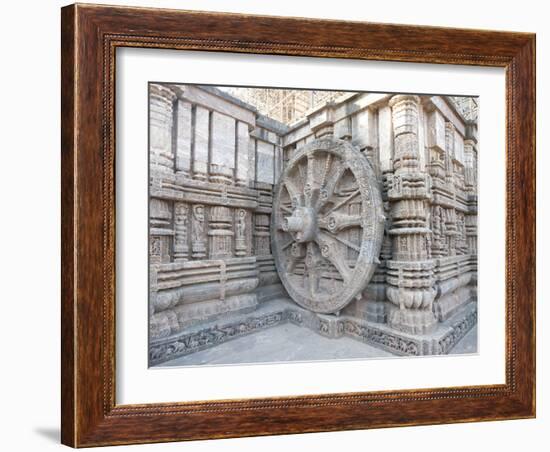 Carved Chariot Wheel on Wall of Konarak Sun Temple, UNESCO World Heritage Site, Konarak, India-Annie Owen-Framed Photographic Print