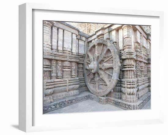 Carved Chariot Wheel on Wall of Konarak Sun Temple, UNESCO World Heritage Site, Konarak, India-Annie Owen-Framed Photographic Print